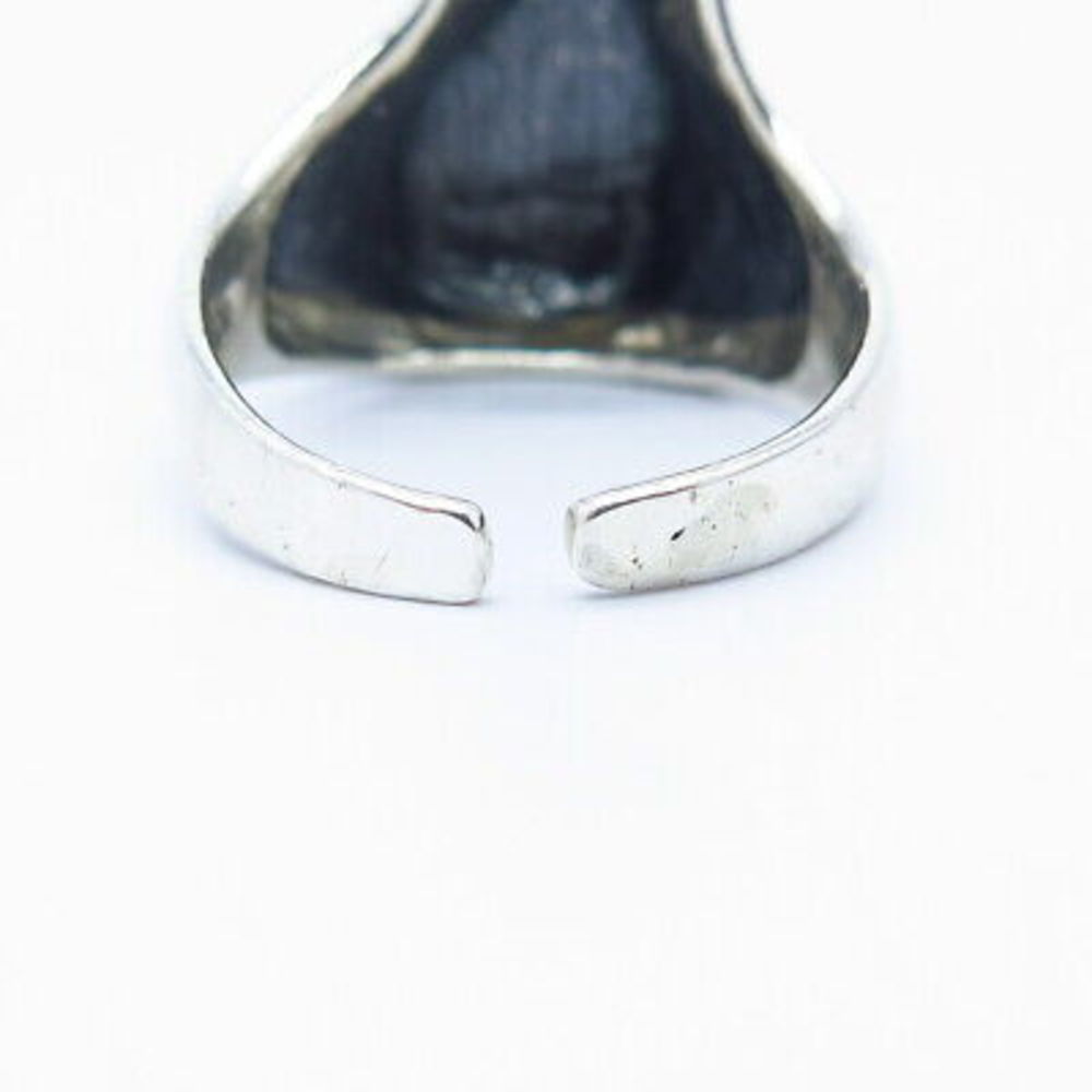 925 Sterling Silver Grinning Wolf Adjustable Men's Ring Size 10.5 - Picture 4 of 7